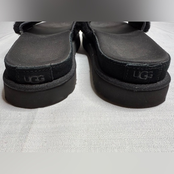 UGG Australia Laton Fur platform Slides for Women Sandal Black NWOT 6.5 - Picture 5 of 10